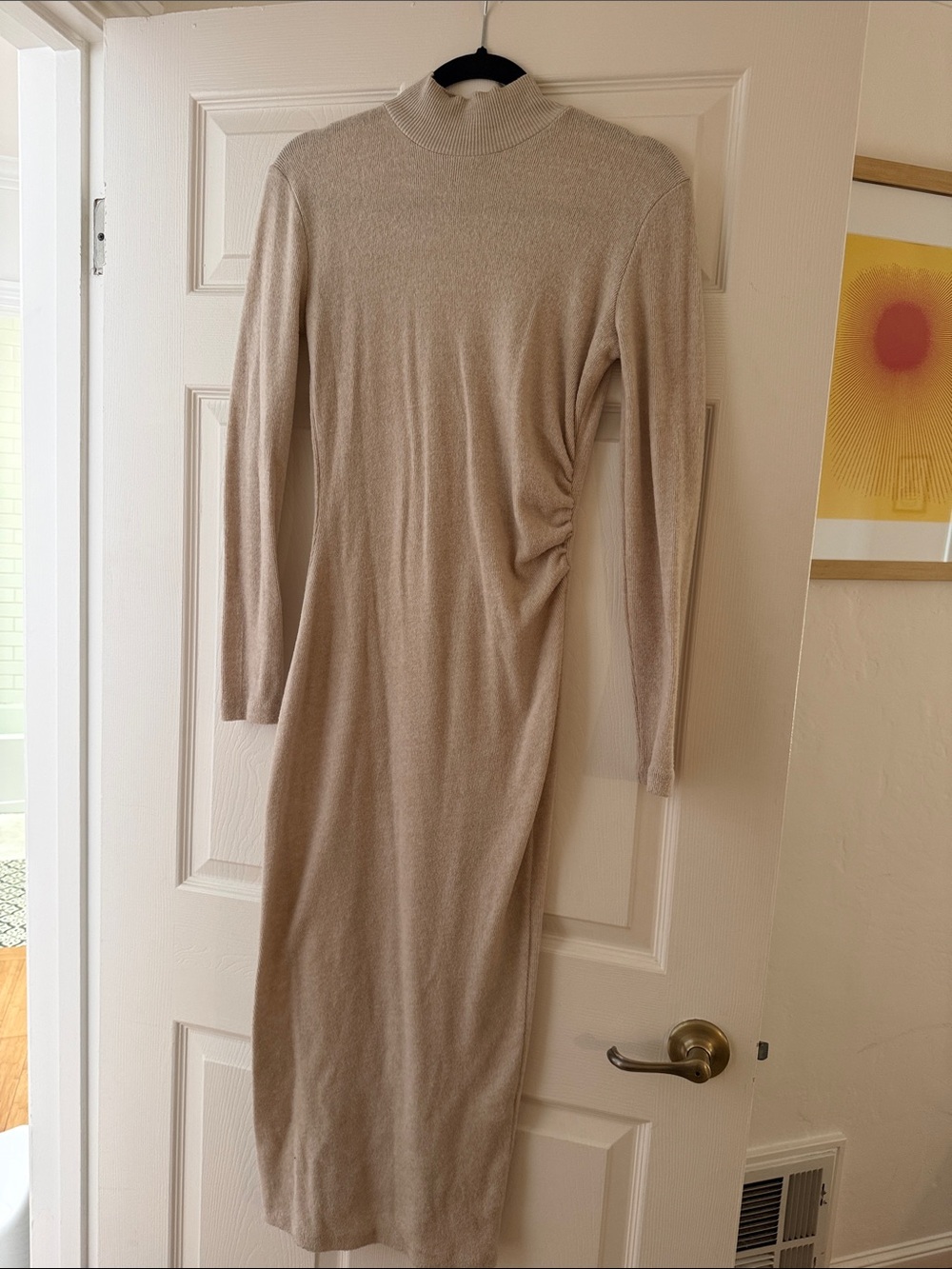 Zara Cream Long Sleeve Mock Neck sweater dress